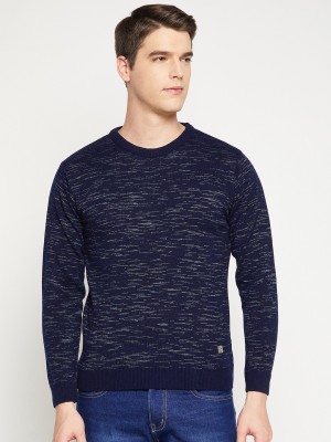 DUKE Self Design Round Neck Casual Men Blue Sweater
