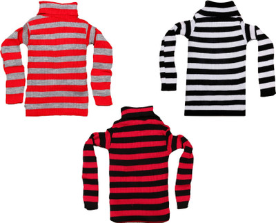 MTI Fashiions Striped High Neck Casual Boys & Girls Multicolor Sweater