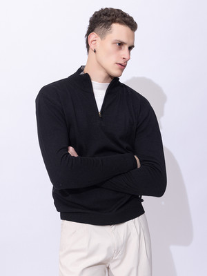 ARMISTO Solid High Neck Party Men Black Sweater