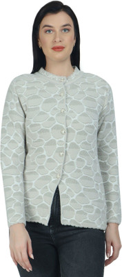 HITTIKA Woven Crew Neck Casual Women Grey Sweater