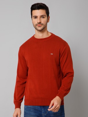 CANTABIL Solid High Neck Casual Men Orange Sweater