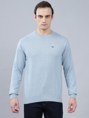 CANTABIL Solid Round Neck Casual Men Light Blue Sweater