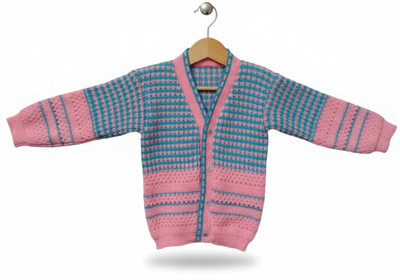 The Mom Creators Solid V Neck Casual Baby Boys & Baby Girls Light Blue Sweater