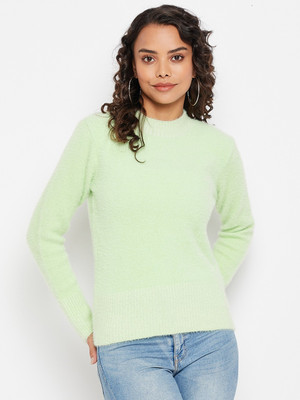 DUKE Self Design Round Neck Casual Women Green Sweater