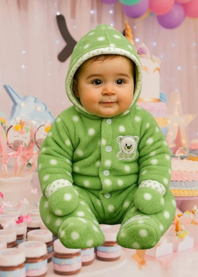 Tradersrajpoot Self Design Round Neck Casual Baby Boys & Baby Girls Green Sweater