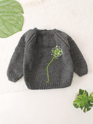 Woonie Woven Round Neck Casual Baby Boys & Baby Girls Grey Sweater