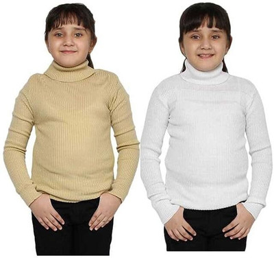 LOVO Solid Turtle Neck Casual Girls Multicolor Sweater