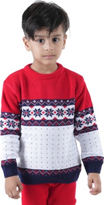 GTwo Checkered Round Neck Casual Boys Red Sweater