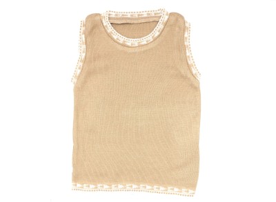 lamvi Self Design Round Neck Casual Boys & Girls Beige Sweater