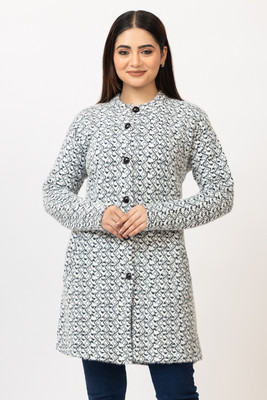 Aphrodite Polka Print Mandarin Neck Casual Women Black Sweater