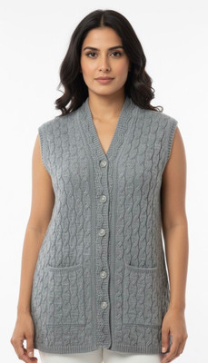 Fashionpoint Solid V Neck Casual Women Grey Sweater