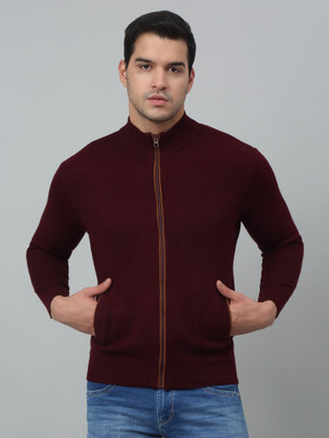 CANTABIL Self Design Turtle Neck Casual Men Maroon Sweater