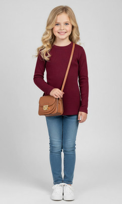 vax vax Solid Round Neck Casual Boys & Girls Maroon Sweater