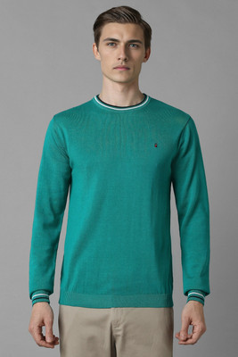 LOUIS PHILIPPE Solid Round Neck Casual Men Green Sweater