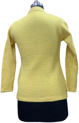 Ess Hosiery Printed Round Neck Casual Men Yellow Sweater