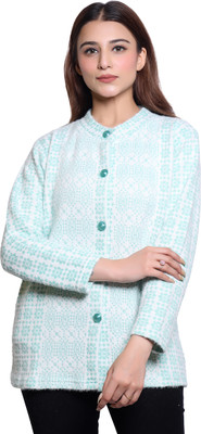 hrd7 Self Design Round Neck Casual Women Light Green Sweater