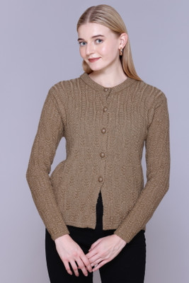 HIMYUG Self Design Round Neck Casual Women Beige Sweater