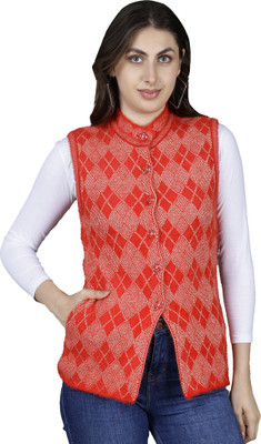 HITTIKA Self Design Round Neck Casual Women Red Sweater