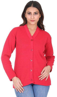 Shunit creation Woven V Neck Casual Women Pink Sweater