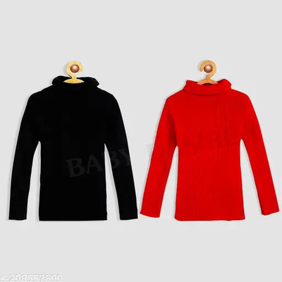 Reshu's Self Design High Neck Casual Boys & Girls Multicolor Sweater