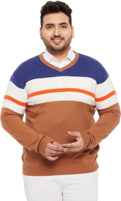 bigbanana Colorblock V Neck Casual Men Multicolor Sweater