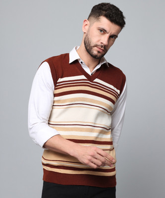 MORKEL Striped V Neck Casual Men Multicolor Sweater