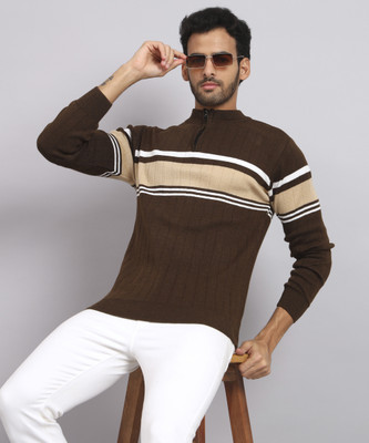 TWOCRAZIIE Striped Round Neck Casual Men Multicolor Sweater