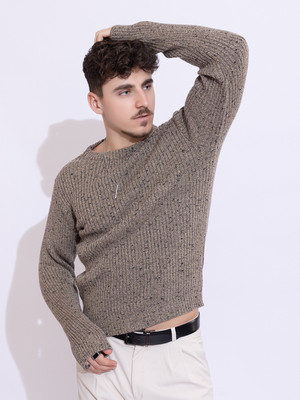 ARMISTO Self Design Round Neck Party Men Brown Sweater