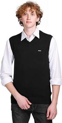 Hans Fashion ENT Solid V Neck Casual Men Black Sweater