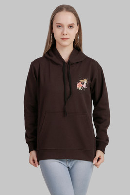 Priyansh Enterprises Printed Hooded Neck Casual Women Brown Sweater