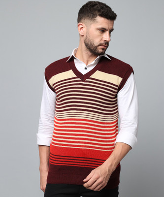HEMLOCK Striped V Neck Casual Men Multicolor Sweater
