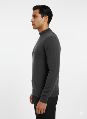 VOMAZO Solid Turtle Neck Casual Men Grey Sweater