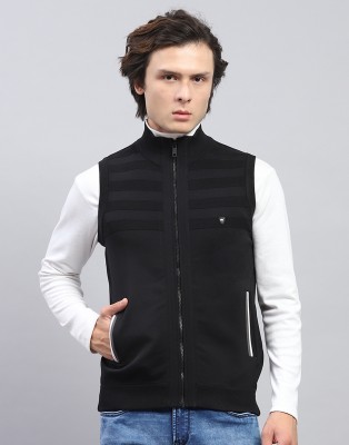 MONTE CARLO Self Design High Neck Casual Men Black Sweater