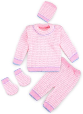 Toyific Solid Round Neck Casual Baby Boys & Baby Girls Pink Sweater