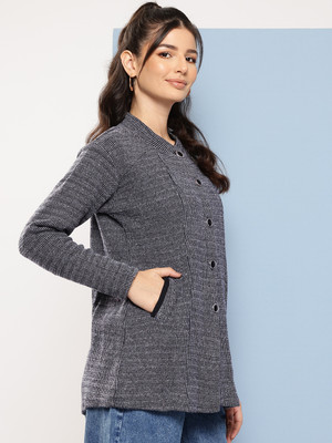 MUHURATAM Solid Round Neck Casual Women Black Sweater