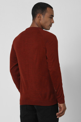 PETER ENGLAND Solid Round Neck Casual Men Red Sweater