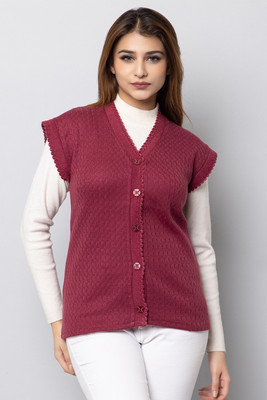 COLORCHAKRA Solid V Neck Casual Women Pink Sweater
