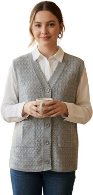 KingsImpex Solid V Neck Formal Men Grey Sweater