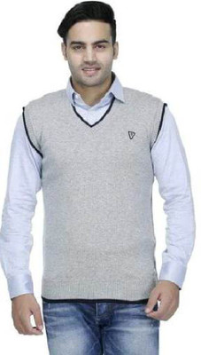 Shunit creation Solid V Neck Casual Men White Sweater