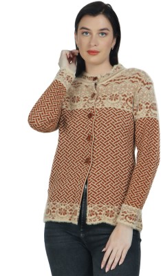 chatanya Colorblock Round Neck Casual Women Beige Sweater