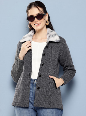 METRONAUT Solid Collared Neck Party Women Black Sweater