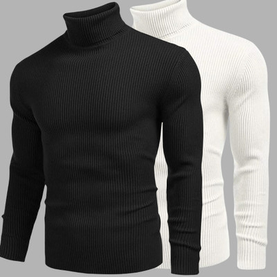 JACKBUZZ Solid High Neck Casual Men Multicolor Sweater