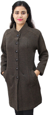 Hautemoda Solid Collared Neck Casual Women Brown Sweater