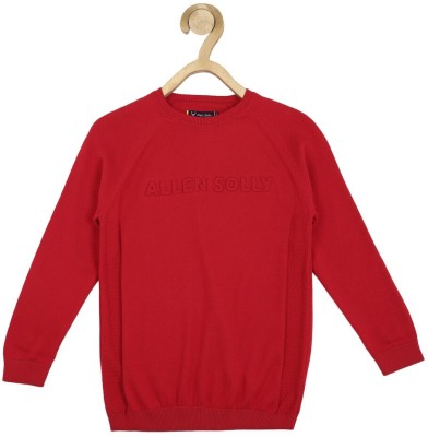 Allen Solly Solid Round Neck Casual Boys Red Sweater