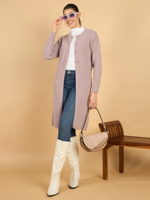 CLAPTON Self Design Round Neck Casual Women Pink Sweater