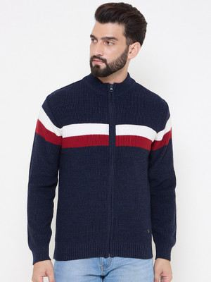 DUKE Self Design Mandarin Neck Casual Men Blue Sweater