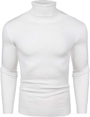 Pachirisu Solid High Neck Casual Women White Sweater