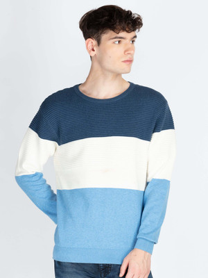 Status Quo Striped Round Neck Casual Men Multicolor Sweater
