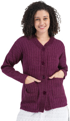 Life and style Self Design V Neck Casual Women Grey Sweater
