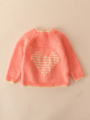 Woonie Self Design Round Neck Casual Baby Boys & Baby Girls Pink Sweater